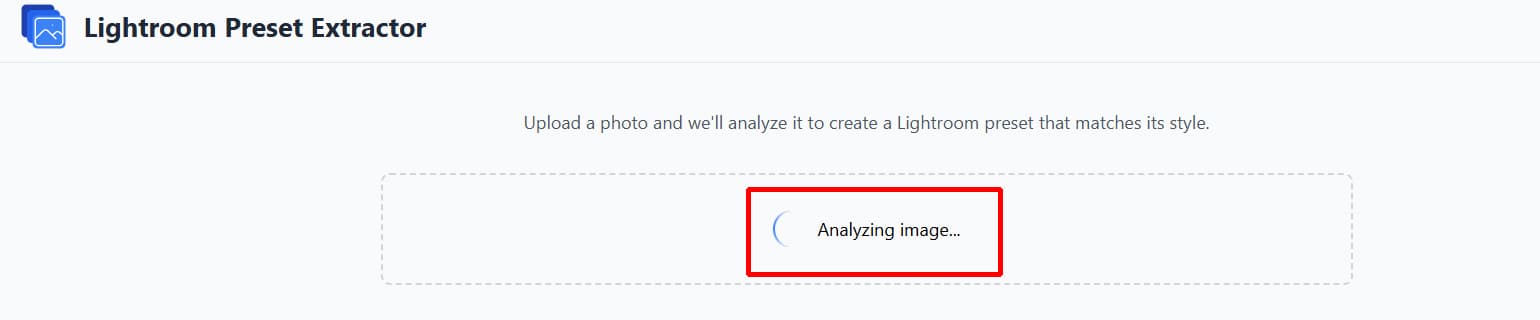 FindPreset analyzing an image during preset extraction