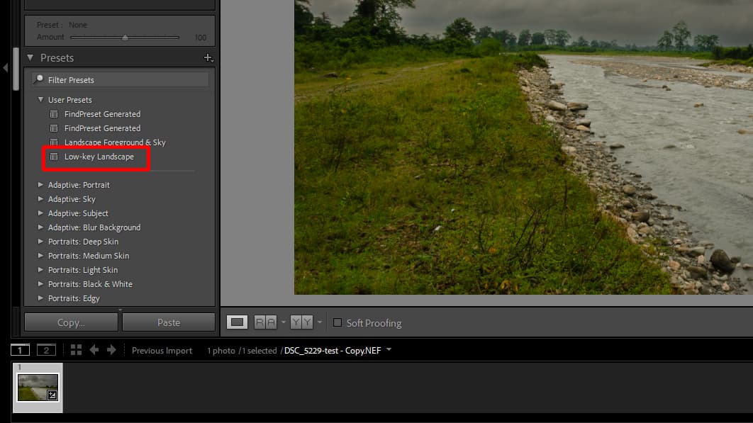 where to find the lightroom preset you created.